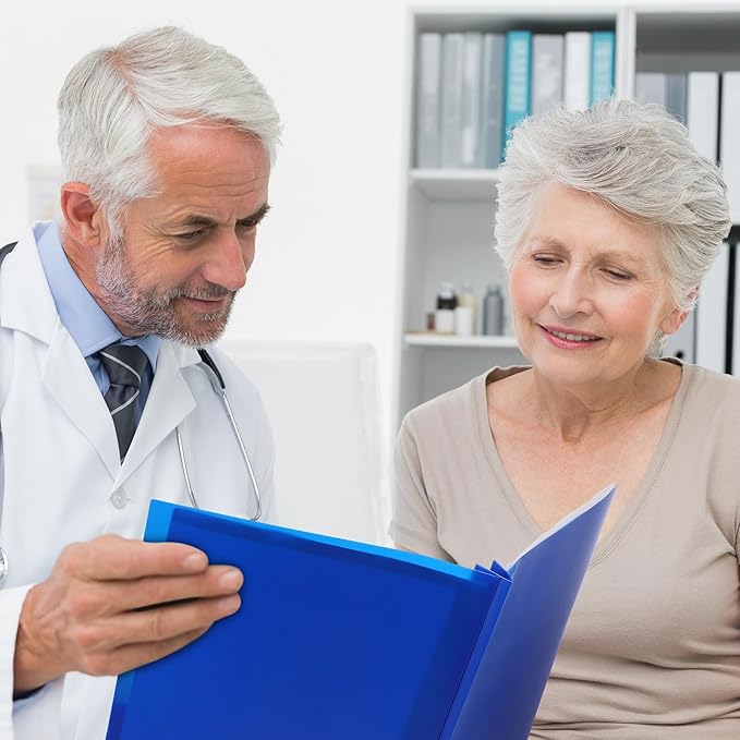 Patelai 48 Pcs Plastic Folders with 2 Pockets and 3 Prongs Home Folders with Card Slot Letter Size Heavy Duty Report Covers for Back to School(Blue,Classic)