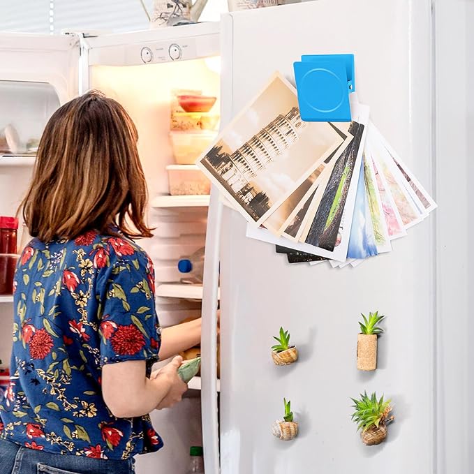 FINDMAG 4 Pack Extra Large Magnetic Clips, 2.2inch Magnetic Clips Heavy Duty, Strong Magnets for School, Kitchen, Locker Accessories, Fridge (Blue)