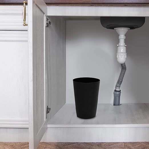 Mini Waste Basket - Durable Small Plastic Garbage Trash Can Bin - Lidless Open-Top Rectangular Slim Profile for Compact Spaces - Suitable for Home, Bathroom, Office, Bedroom, Kitchen and More (2-Pack, Black)