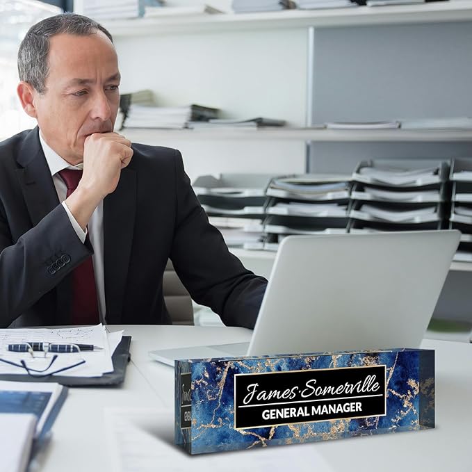 Desk Name Plate Personalized, Custom Name Plate for Desk, Acrylic Desktop Accessories, Office Gift & Decor for Women Men, Teacher Nurse Boss Employee Appreciation Gifts