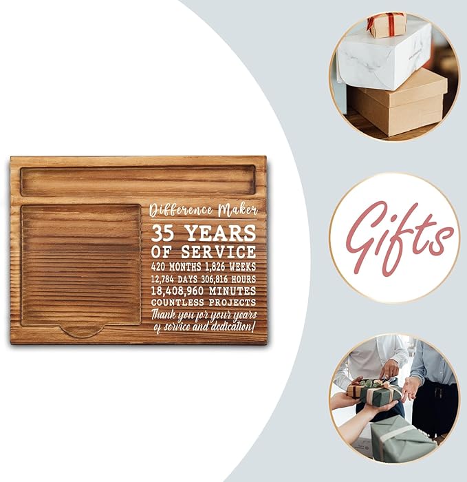 35th Work Anniversary Sticky Note Holder, Thank You Appreciation 35 Year Work Anniversary Decor Gifts for Women, Employee, Him, Her, Happy 35th Work Anniversary Self-Stick Note Pad Holders GSH30