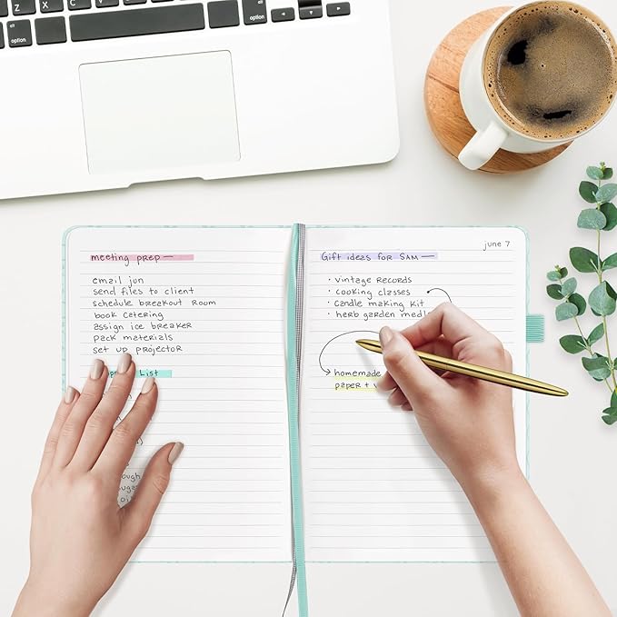 &And Per Se Lined Journal Notebook for Women&Men with Pattern, 160 Pages 100GSM Thick Paper, A5 Hardcover Journals for Writing(1 Pack, Light Blue)