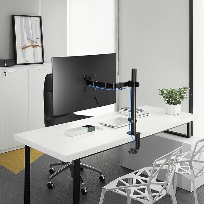 Pholiten Single Monitor Arm Desk Mount, Holds Screens up to 32 inch,Holds Up to 22lbs,Fully Adjustable Stand with C-Clamp and Grommet Base,100x100 Vesa Monitor Stand