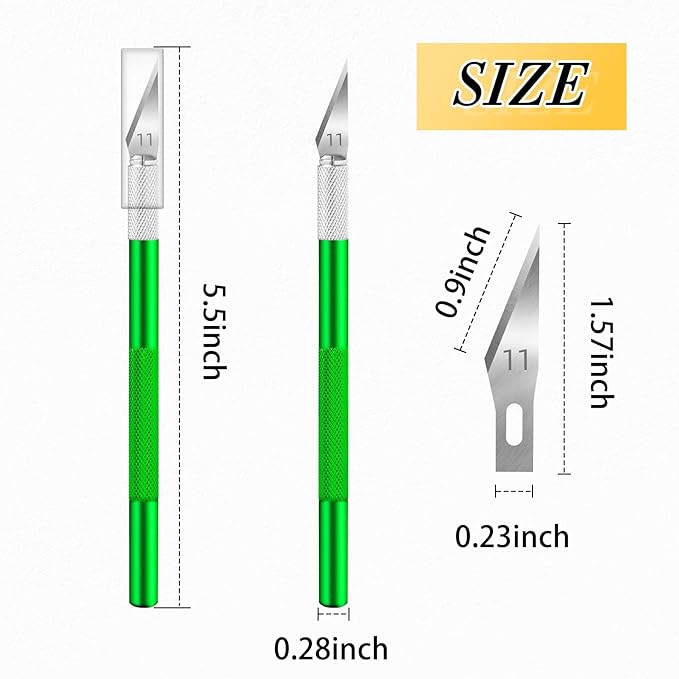 JTIEO Exacto Knife,Hobby Knife,74 Pack with 4 Upgrade Sharp Hobby Knives and 70 Spare Exacto Knife Blades for Art, Scrapbooking (Green)