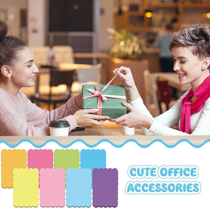 Eaasty 8 Pack Scalloped Sticky Notes Bulk Christmas Cute Self Sticky Note Pads Multi Color Bright Vintage Note Pads or School Office Supplies 240 Sheet(4" X 6",Lined Multi Color)