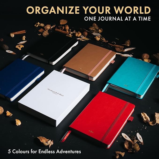 Wordsworth & Black A5 Bullet Dotted Journal 216 Dotted Pages, Hardcover Grid Dot Leather,120 GSM Paper,Journaling Notebook for Work & Sketching,Journals for Women,Men-Gifts Box Included Rose Gold