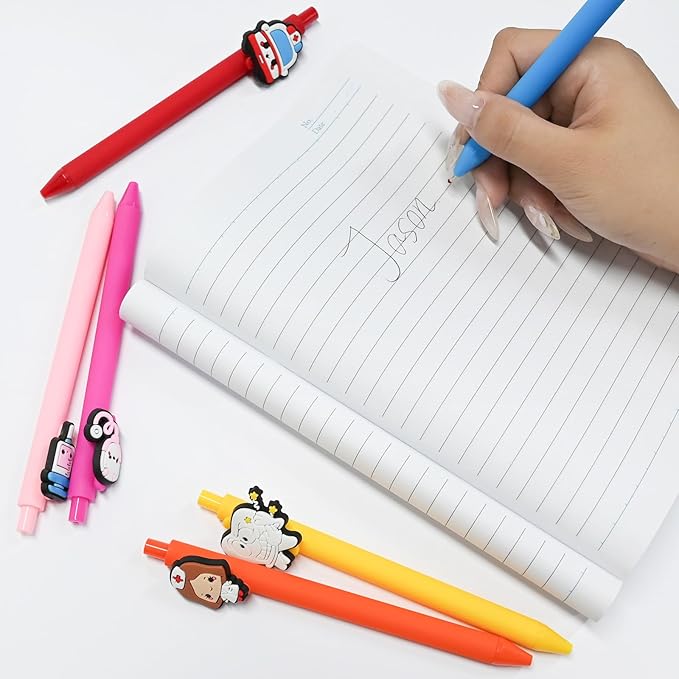 Nursing Pens 10Pcs Cute Novelty Gel Pens Funny Doctor Ballpoint Pen Nurse Accessories for Work Aesthetic Black Ink for Cna Medical Nursing Student Supplies Nurse Week Back to School gifts Party Favor