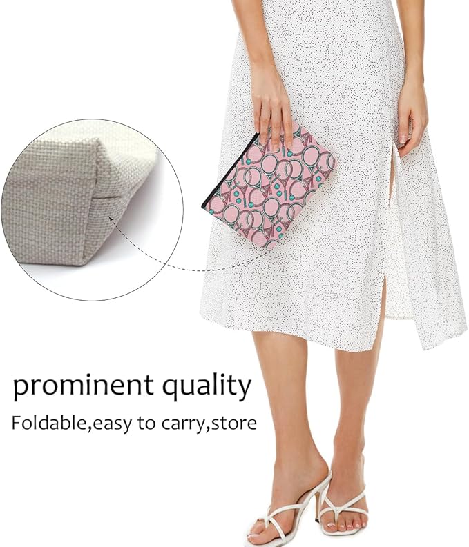 4 PCs Inspirational Tennis Makeup Bag: Accessory Gift Cosmetic Toiletry Bag - Player Graduation Birthday Gifts for Women Girls Tennis Lovers