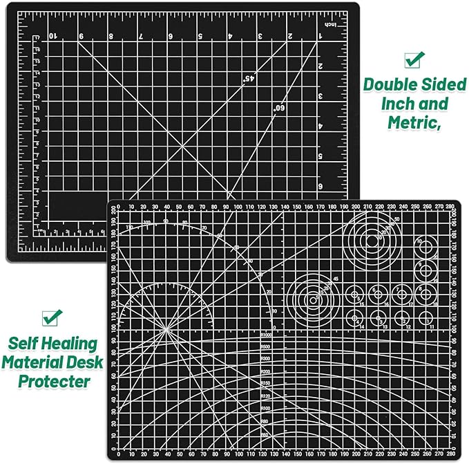 Anezus Exacto Knife with Hobby Mat for Crafts, Self Healing Cutting Mat Hobby Knife with 30 PCS Exacto Blades Precision Knife for Art and Crafts Paper Scrapbooking Stencil (Black)