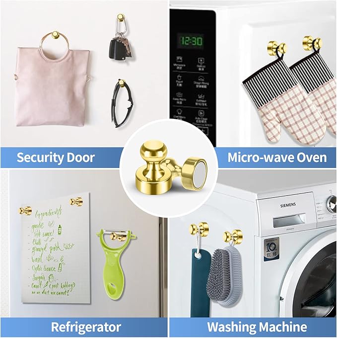 12Pack Gold Magnets for Whiteboard Cute Fridge Magnet Small Refrigerator Magnets Office Magnets for Fridge Whiteboard Billboard in Kitchen Home Classroom School