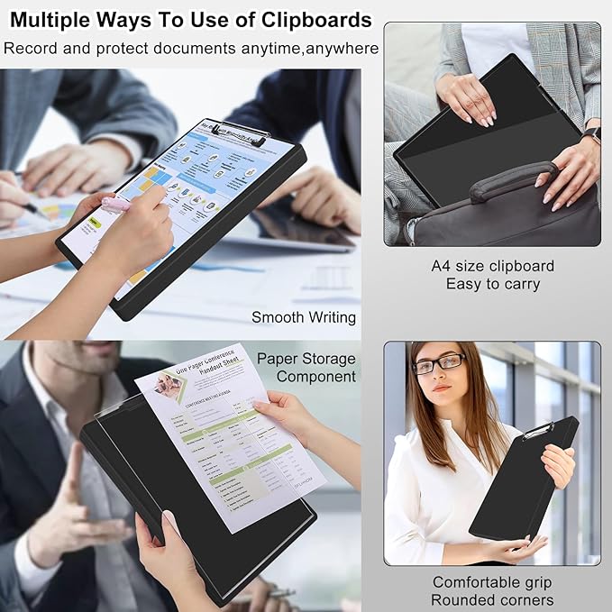 Clipboard with Storage,Three-Tier Box Clipboards(Letter Size),Storage Clipboard with Clip Form Holder Clipboards,Dry Erase Clip Boards 8.5x11 with Storage for Office School Supplies Clip Board-Black