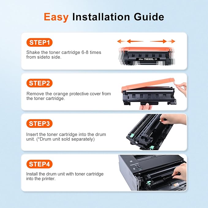 TN830XL Toner Cartridge Replacement for Brother TN830XL TN830 TN 830 Black Toner Compatible with Brother DCP-L2640DW HL-L2460DW HL-L2480DW HL-L2400D HL-L2405W MFC-L2820DW Printer 4 Pack(High Yield)