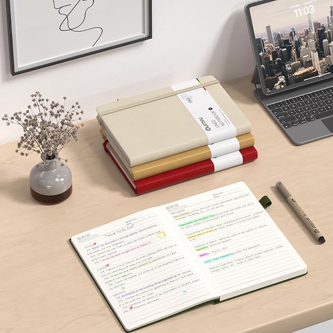 Oucaru Lined Journal Notebook, 2 Pack, 180 Pages, A5 Journals for Writing, 100 GSM Thick Paper, Small Notebooks Daily Journal for Women Men Work, Business, School, Travel Supplies