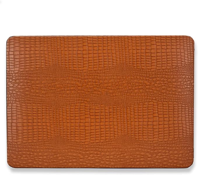 DTangLsm Compatible for MacBook Air 13 inch Case 2021 2020-2018 A2337 M1 A2179 A1932, Crocodile Skin Alligator PU Leather Hard Shell Snake Skin Cover for MacBook Air 2020 Case & Keyboard Cover, Brown