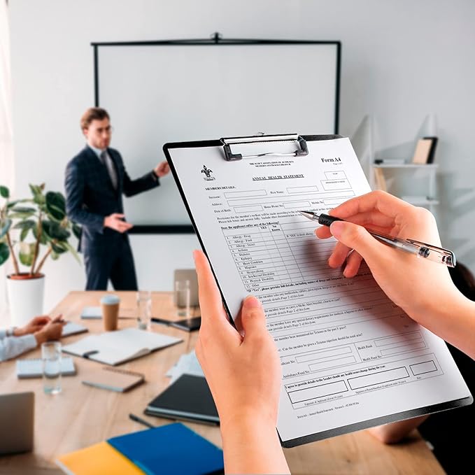 HERKKA 15 Pack Plastic Clipboards - Black, Low Profile A4 Letter Size, 12.5 x 9 Inch