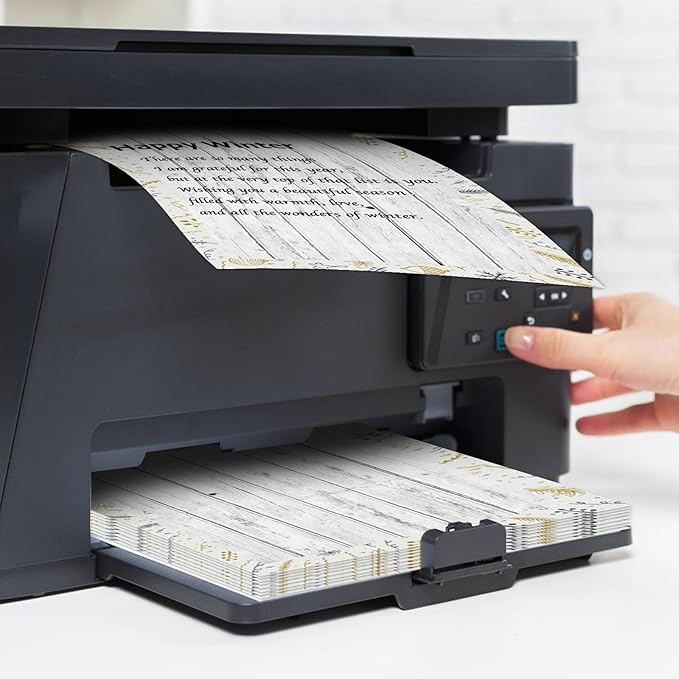 250Pcs Christmas Stationery Paper and Envelope Set with 100 Letterhead Papers and 50 Envelopes, 10 Design for Letter Writing Invitations Computer Holidays Party Notes, 8.5x11 Inch-Wood Grain