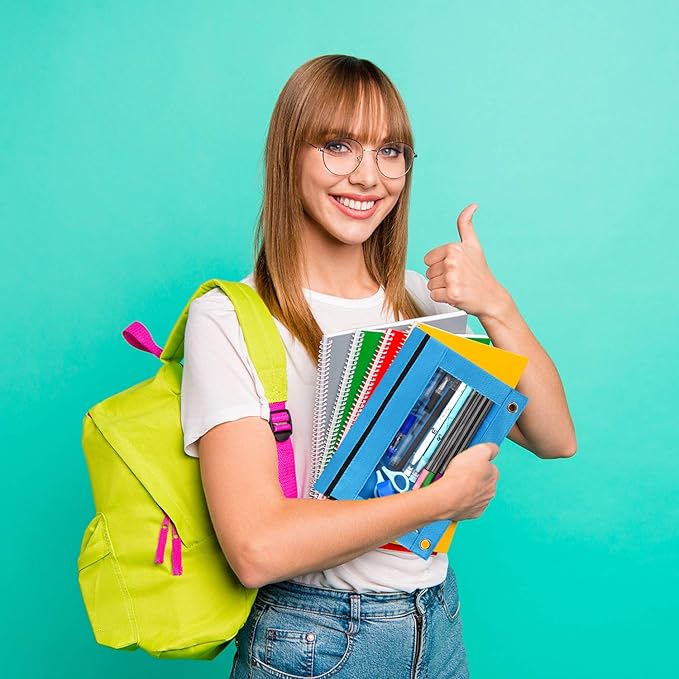 Gloween Pencil Pouch for 3 Ring Binder, 2 Pack Pencil Pouches/Cases with Zipper, Durable Binder Pencil Pouch/Bag for Office School Supplies (Sky Blue)