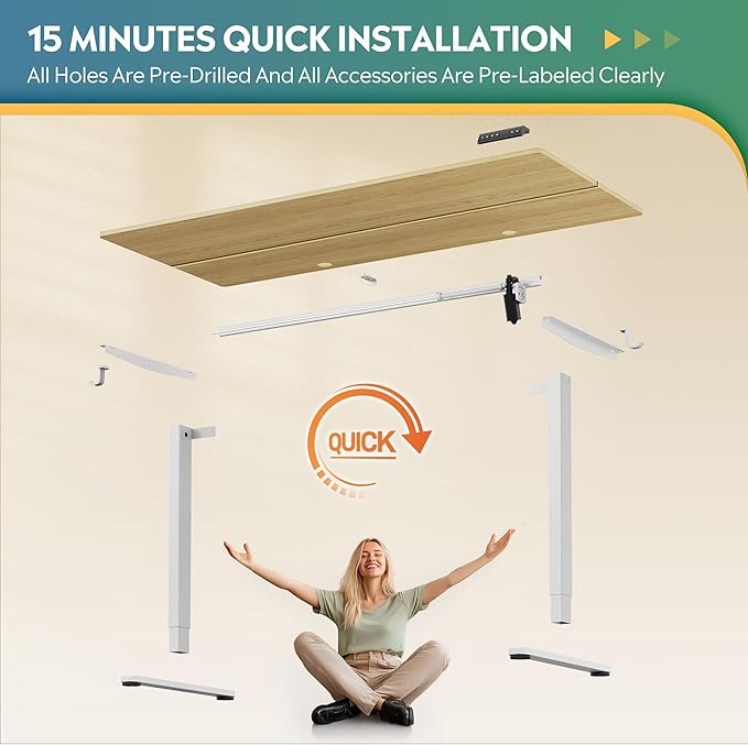 DEVAISE 63 Inch Electric Standing Desk, 3 Adjustable Height Stand up Desk for Home Office, Ergonomic Sit to Stand Desk with LED Touchscreen, Headphone Hook, 3 Memory Preset Computer Desk (Maple)