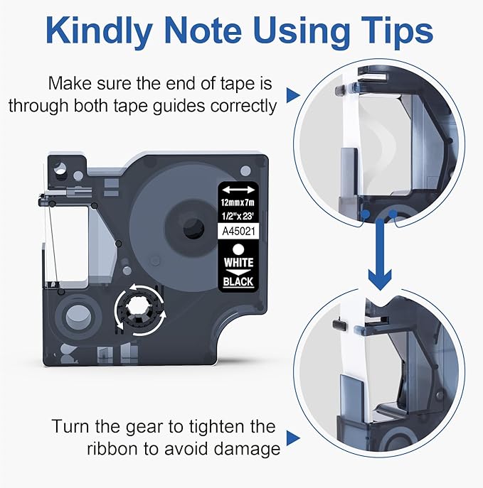 Labelife Replace for Dymo D1 Label Maker Refills White on Black 1/2'' x 23' D1 45021 S0720610 Compatible with DYMO LabelManager 160 210D 260P 280 360D 420P 450D COLORPOP, 5-Pack