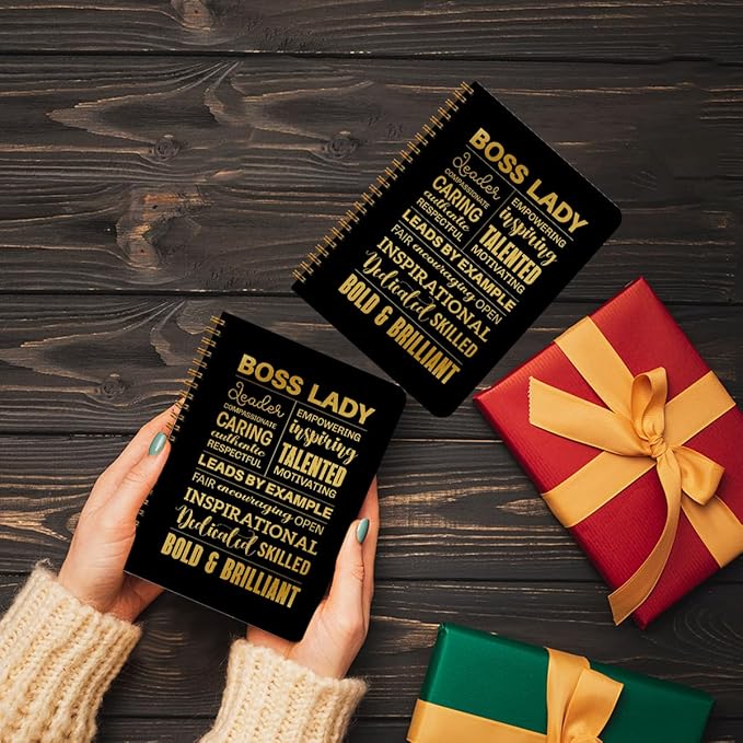 CFGBFDGH 2Pcs Boss Lady Spiral Notebooks for Work, A5 Hardcover Notebook Journal for Women, 8.3x5.8inch 160 Pages Business Notebook Travel Journal for Writing, Boss Lady Gifts for Women Entrepreneurs
