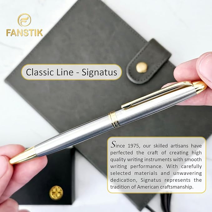 Customized BallPoint pen with name (MADE IN USA), stainless steel, Silver and gold, luxury engraved pen personalized for men and for women. (BallPoint Silver-Gold)
