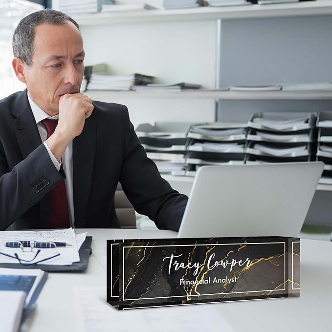 Desk Name Plate Personalized, Custom Name Plate for Desk, Acrylic Desktop Accessories, Office Gift & Decor for Women Men, Teacher Nurse Boss Employee Appreciation Gifts