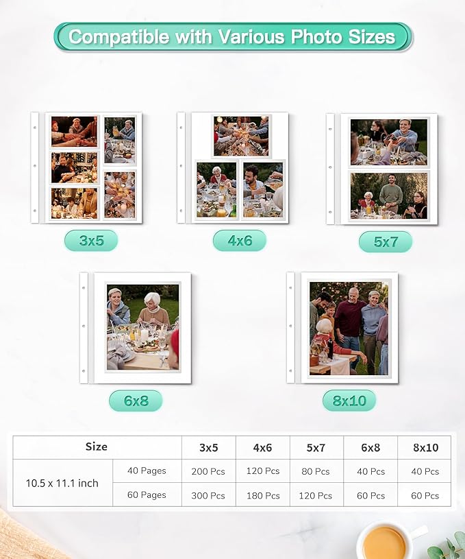 Popotop Photo Album Self Adhesive Scrapbook Album for 4x6 5x7 8x10 Pictures DIY Photo Book as Scrapbooking Supplies Kits, Birthday Gifts for Women Mom Wedding Baby Family Travel