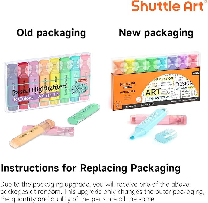 Shuttle Art Pastel Highlighters, 8 Assorted Macaron Colors Highlighter Pens, Chisel Tip Dry-Quickly Non-Toxic Highlighter Markers for Adults Kids Highlighting in the Home School Office