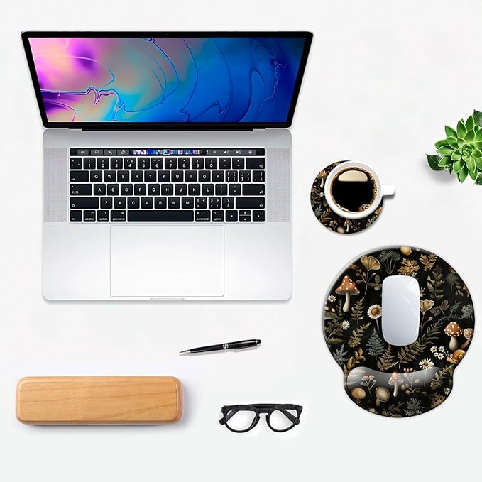 Ergonomic Mouse Pad with Wrist Support,Mouse Pad with Wrist Rest,Relieve Wrist Pain Mousepad Non-Slip Rubber Base,Mouse Pads for Desk,Computers,Laptop,Office,Home,Accessories Plant Mushroom
