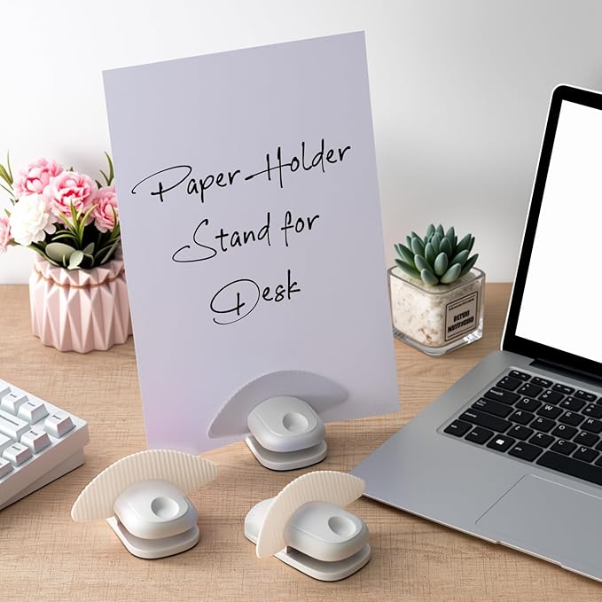 Faccito 2 Pcs Paper Holder Stand for Typing Non-Slip Mat Desktop Folder Document Holder with Anti-Slip Pads Portable Copy Stand Desktop Clamp for A4 Paper Office Reading (White)