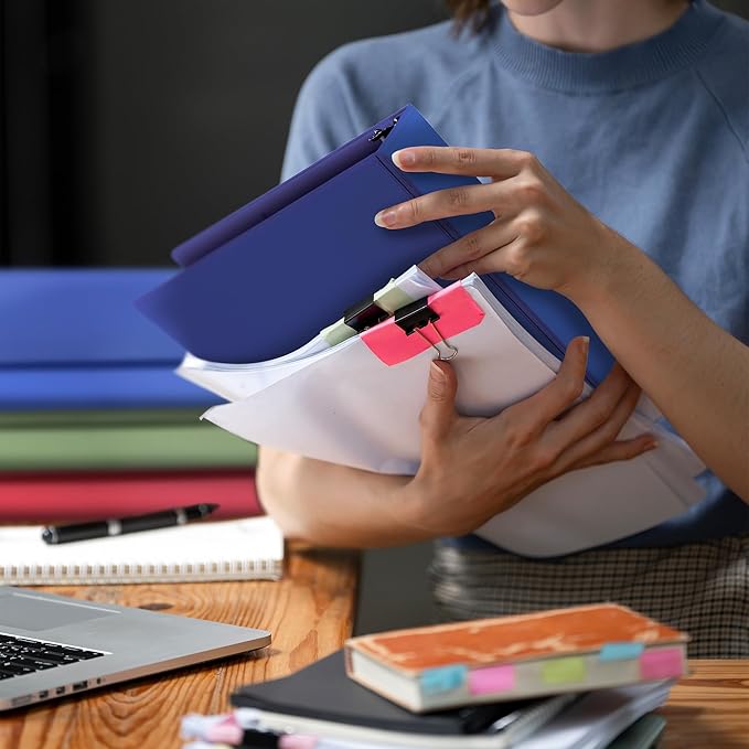 Samsill 1 Inch 3 Ring Binders, Made in USA, Economy Round Ring, Clear View Cover, 200 Sheet Capacity - for School, Home, Office - Blue, 4 Pack