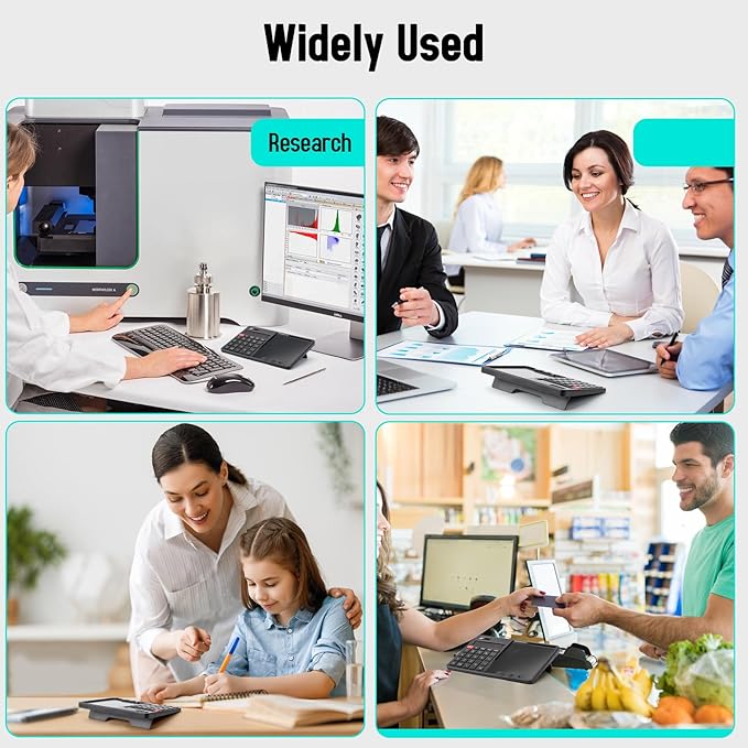 Calculator with Writing Pad - Solar & Battery Dual Power Supply - 12-Digit Large Display Calculator for Business and Office Use (Black)