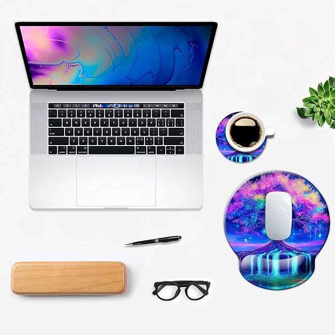 Ergonomic Mouse Pad with Wrist Support,Mouse Pad with Wrist Rest,Relieve Wrist Pain Mousepad Non-Slip Rubber Base,Mouse Pads for Desk,Computers,Laptop,Office,Home,Accessories Tree of Life