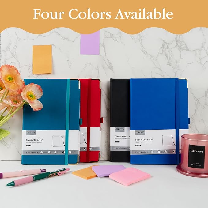 A5 Lined Journal Notebook - 100 GSM Thick Paper, 4 Pack Hardcover Journaling Notebooks for Writing, Work, Travel, School, College Ruled Journals for Women Men, PU Leather Note Books, 5.5”x8.3”