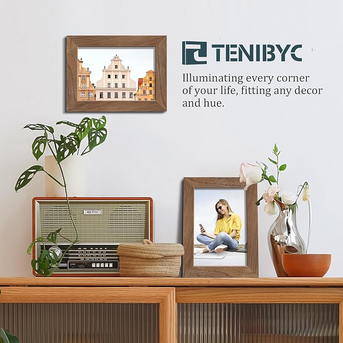 5x7 Picture Frame 3 Pack with HD Glass - Brown Walnut, Natural Wood Photo Frame, Table Decoration