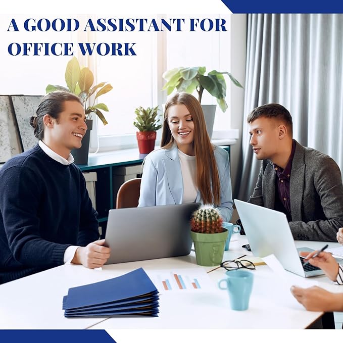 Skyygemm 12 Pcs Classification Folders Letter Size, 3 Divider Pressboard File Folder with Fasteners, Expanding File Organizer Bulk for Teachers, Clergy, Office, Church, Christmas Donations (Dark Blue)