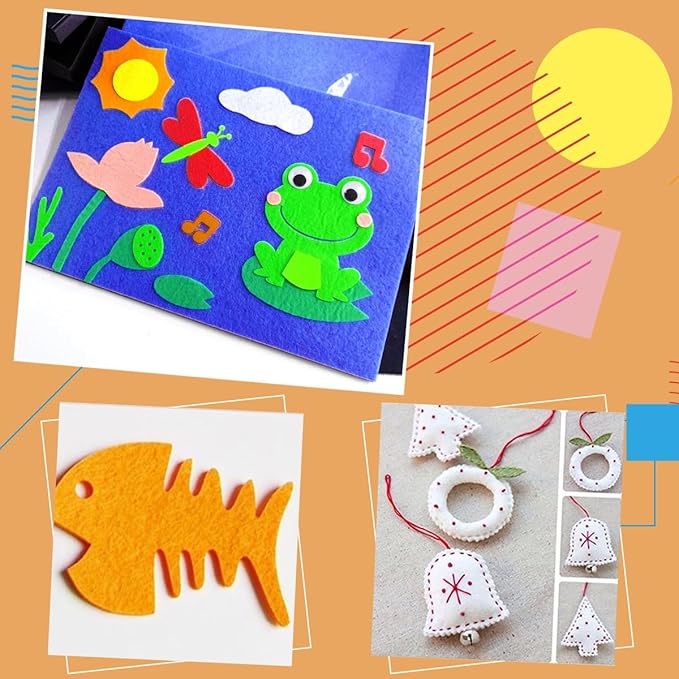 10Pcs Stiff Felt Fabric Sheets, 8 x 35 inches Assorted Color Thick Felt Sheets Craft Felt Fabric Sheets for DIY Crafts, Sewing, Patchwork, Crafting Projects