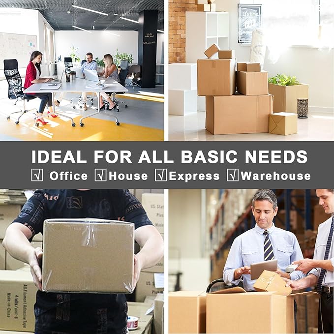 BOMEI PACK No Noise Quiet Clear Packing Tape, Heavy Duty Packaging Tape, Refill Rolls for Sealing Packing and Shipping, 2.4Mil 1.88Inch 55Yards 6rolls, with Free Dispenser