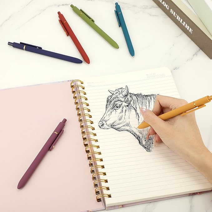 Ddaowanx Gel Pens, 6 Pcs 0.5mm Quick Dry Black Ink Pens Fine Point Smooth Writing Pens, Office Desk Accessories for Women(6 Pcs Vintage-Black Ink)