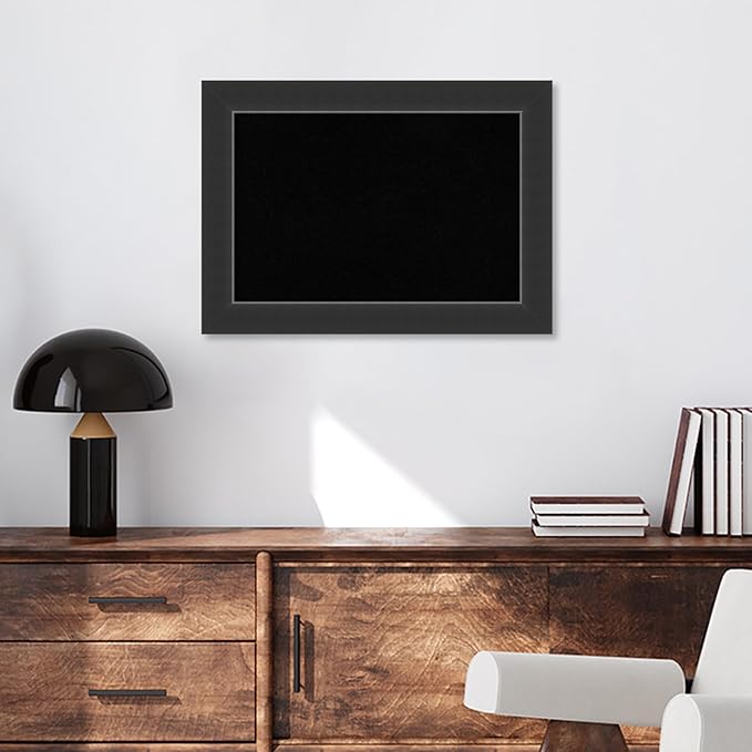Amanti Art Black Cork Board for Wall, 21x29 Vision Board with Black Wood Frame, Medium Corkboard Office Decor for Home Organization, Modern Corkboard Pinboard to Display Items for Home Organization