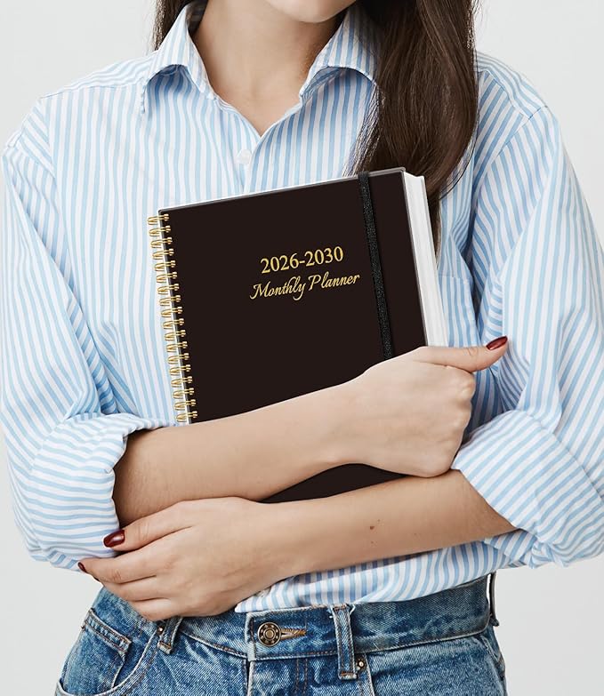 2026-2030 Monthly Planner - 60 Month PLanner Calendar from January 2026 to December 2030, 5 Year Planner 2026-2030 with Flexible Cover, Inner Pocket, Perfect for Home | School | Office, 8.5" x 11", Black