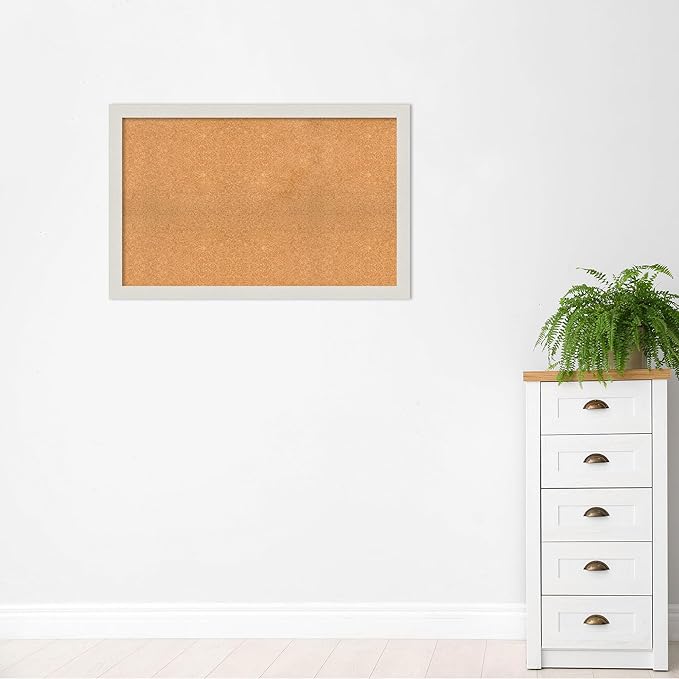 Amanti Art Natural Cork Board for Wall, 29x45 Vision Board with White Frame, Oversize Corkboard Office Decor for Home Organization, Country Rustic Corkboard Pinboard to Display Items for Home