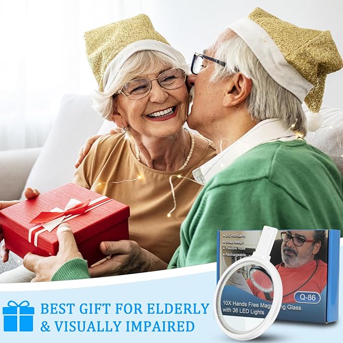 10X Magnifying Glass with Light, Flexible Gooseneck Magnifier with 36 LED, 3 Light Modes, 5.2 Inch Lighted Magnifying Glass Hands Free for Seniors Sewing(White)