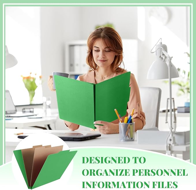 Skyygemm 24 Pcs Classification Folders Letter Size, 2 Pocket Dividers Pressboard File Folder with Fasteners, Expanding File Organizer Bulk for Teachers, Clergy, Office, Church, Christmas (Green)