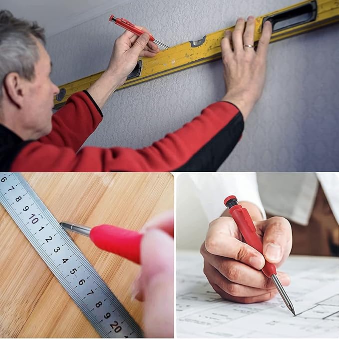 Gegong 24 Pieces 2.8 mm Diameter Solid Carpenter Pencil Set Pencil Refills for Carpenter Carpenter Marker Woodworking Mechanical Pencil (Yellow Refill)