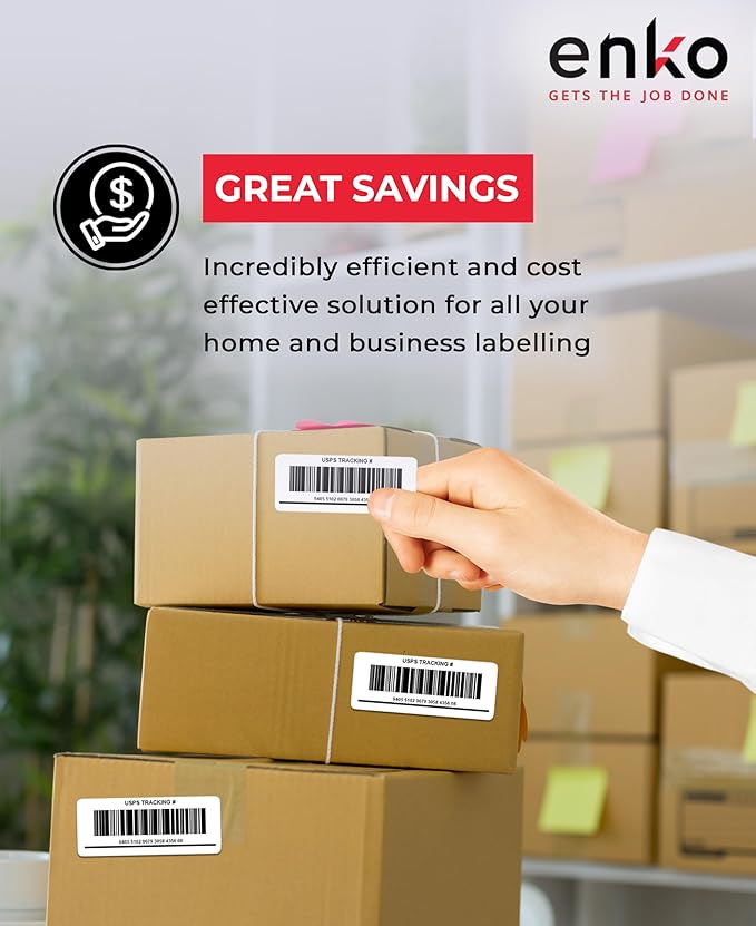 enKo 1 x 2-5/8 Inch 30 Up Return Mailing Address Labels White Printable FBA Labels (300 Sheets, 9000 Labels)