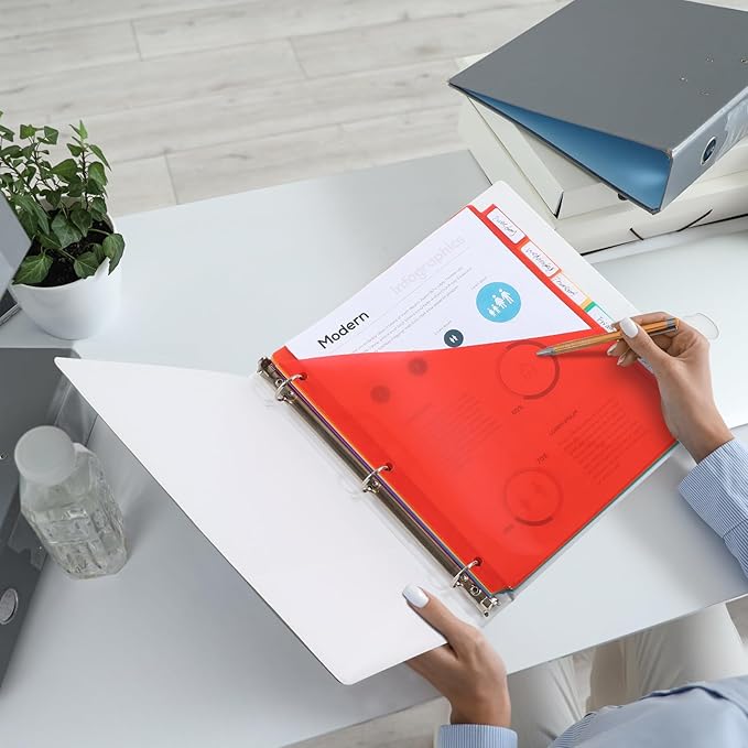 SEEKIND 24 Pack Binder Dividers with Pocket,24 Tab Binder Dividers for 3 Ring Binders,Subject Dividers for US Letter Size in 0.5, 1, 2, 3 inch Binders, Multicolor (24)