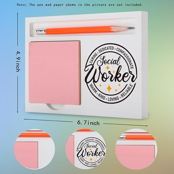 Social Worker Gifts for Women Men Inspirational Desk Organizer with Caring Compassionate Words for Appreciation, Retirement, Farewell, or Social Work Month Desk White Note Pad Holder XBCT8