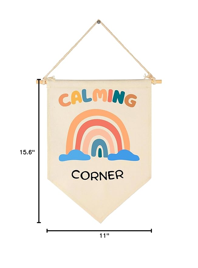Calming Corner Decor-Coping Techniques Wall Art for Kids-Calm Down Skills-Classroom Management Sign-Flag Decor Gift for Kids Boys Girls - Banner Wall Sign Gifts for Classroom