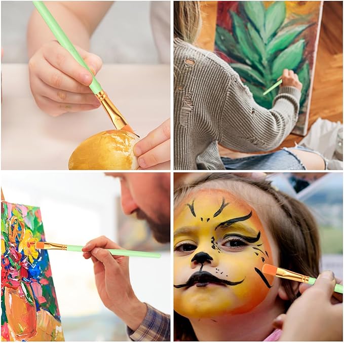 ESRICH Paint Brushes Set,16 Packs 160 Pcs Acrylic Paint Brush Set,Acrylic Oil Watercolor, Face Nail Art, Miniature Detailing,Rock Painting,Painting Artist Professional Kits(Green)